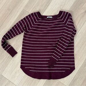 Pink Clover Burgundy and Cream Striped Top